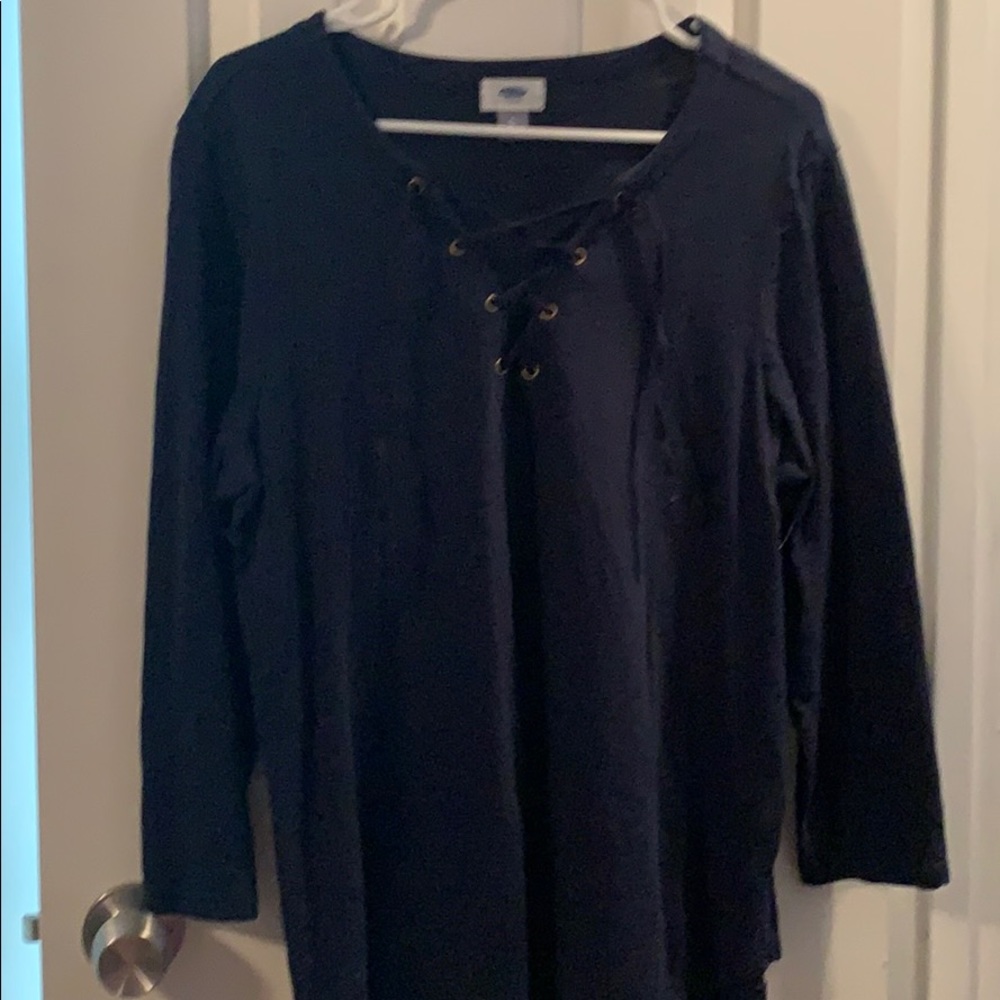 Blue long sleeve with tied top